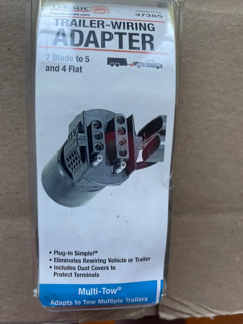 Uhaul Trailer-Wiring Adapter #47385. 7Blade to 5 and 4 Flat. Multi tow